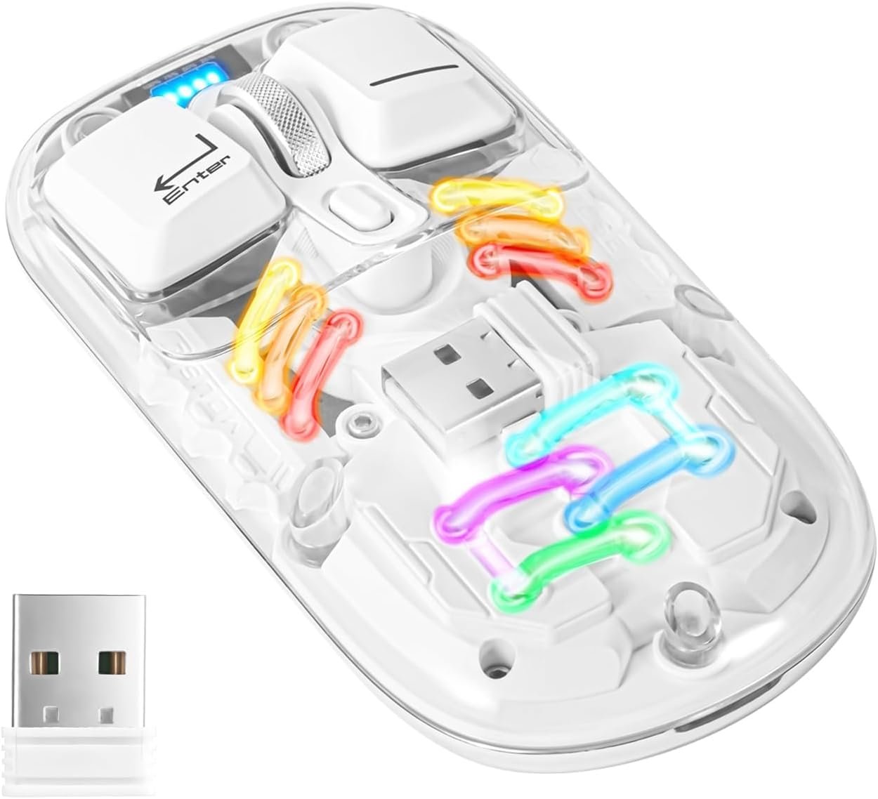 Tobo Wireless Mouse Tri-Mode 2.4GHz/BT5.0/BT5.0Bluetooth Silent Rechargeable Mouse with USB Receiver Mouse Compatible with Laptop,PC,MacBook,Chrombook,i-Pad,Tablet (White)