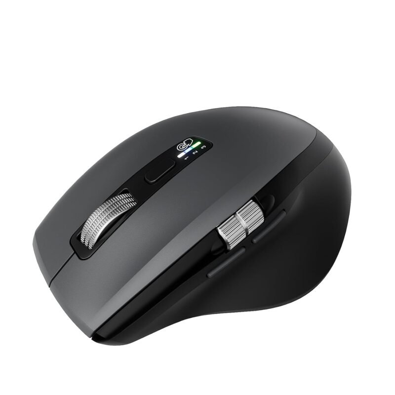 INFINMIND Wireless Side Scroll Mouse with Multi-Device, Ergonomic Computer Mice with Smart Flying Scroll, Quiet Click, 4-Level DPI for Computer, Laptop, iPad, Tablet, MacBook (Grey)