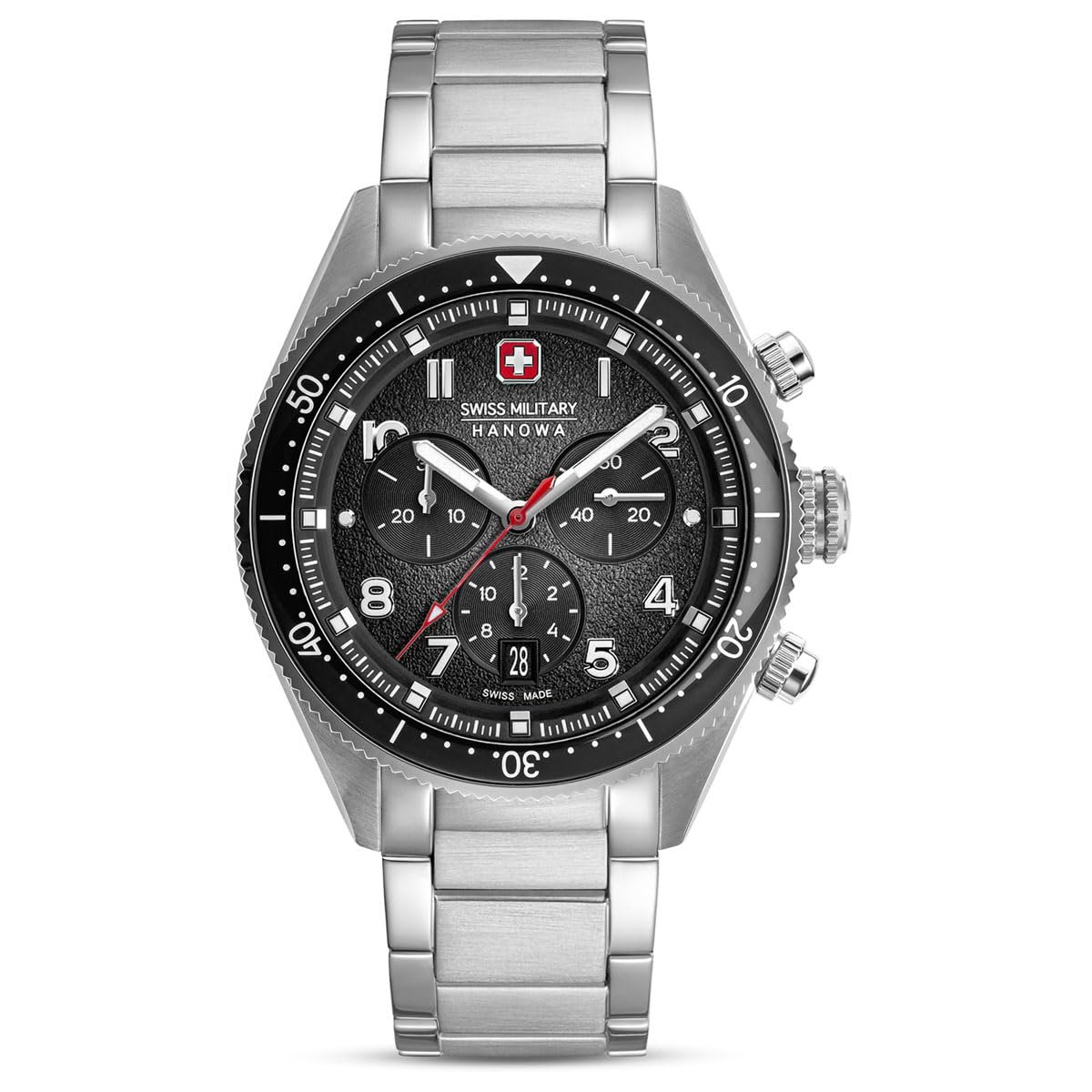 Swiss Military Hanowa SMWGI0003803 NAVALUS PRO Chrono - Swiss Made Round Black Chronograph - Watch for Men