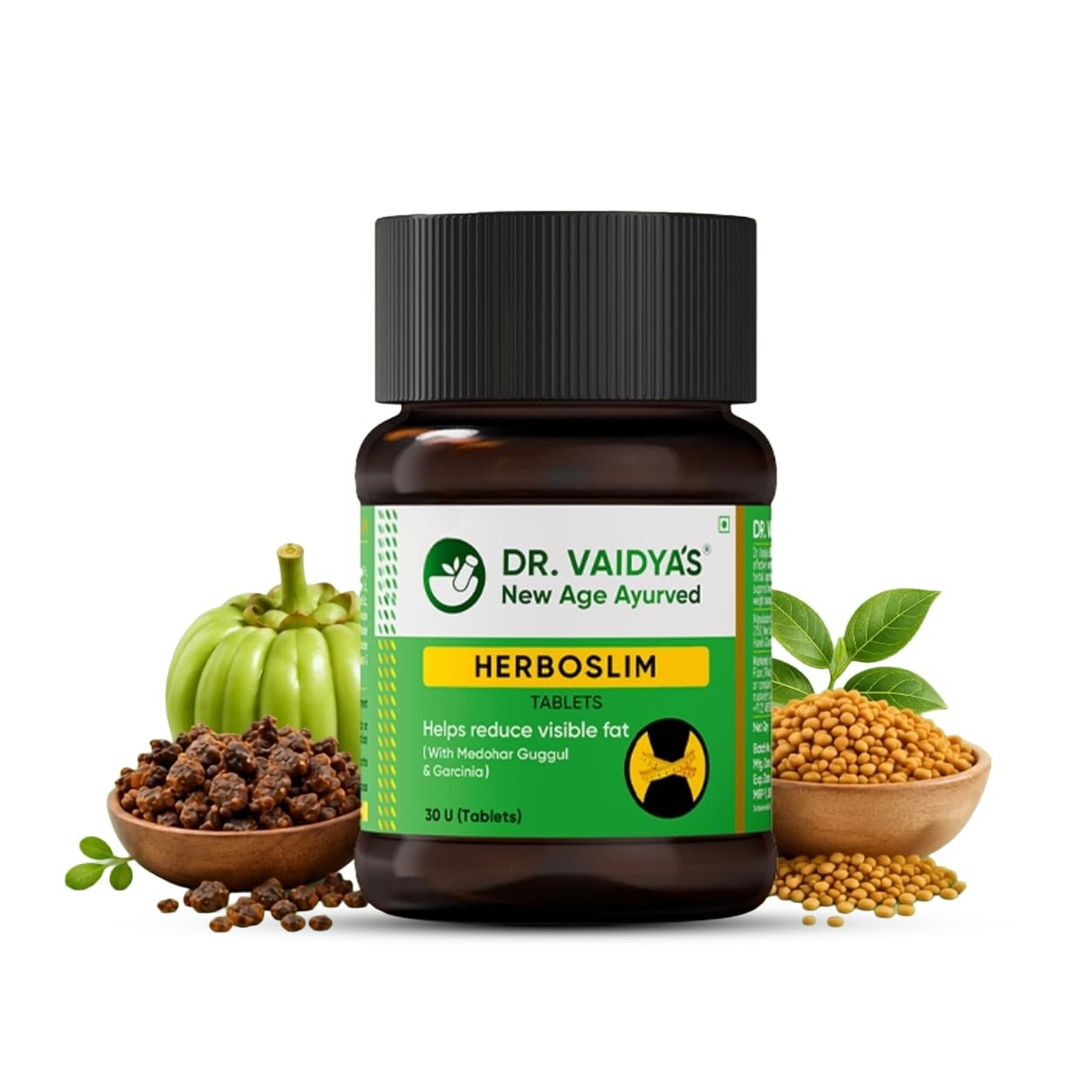 Dr. Vaidya's Herboslim Tablets | Ayurvedic Weight Loss Supplement | Strong Fat Burner for Men & Women | Supports Metabolism & Fat Loss | 30 Tablets | Herbal Fat Burners for Weight Management (Pack of 1)