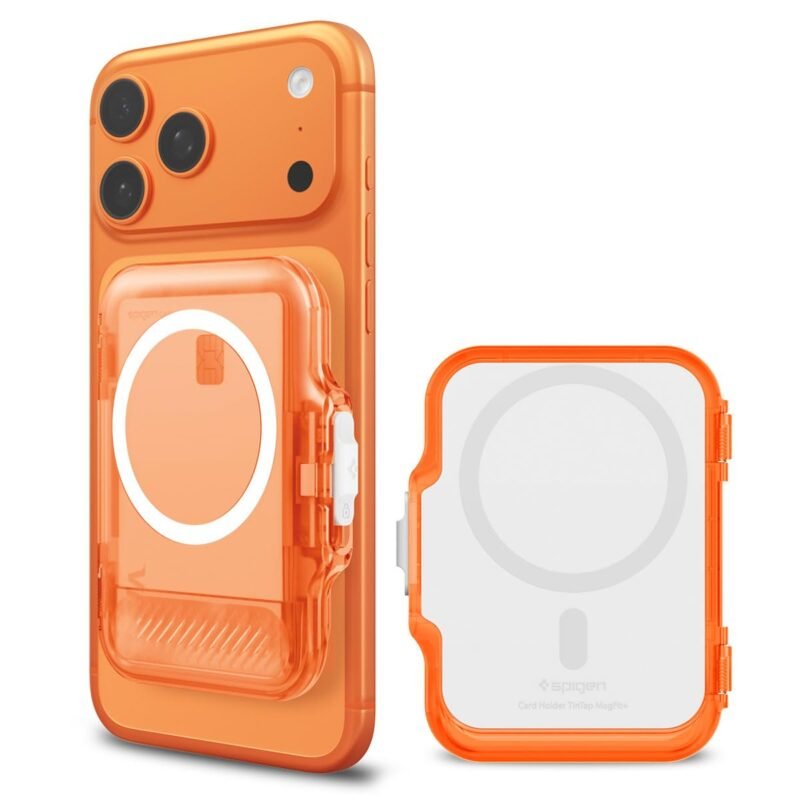 Spigen Tintap MagFit+ MagSafe 6-Card Hardshell Wallet - Frost Clear Orange