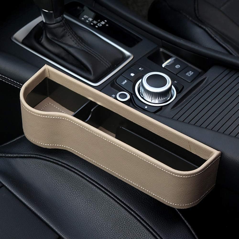Kresal Car Seat Gap Filler Organizer, Leather Multifunctional Seat Gap Storage Box with Cup Holder, Auto Seat Console Side Organizer for Phone Glasses Key Card, Car Accessories