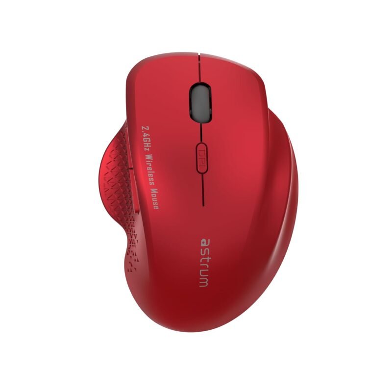 astrum MW280 2.4G Wireless Optical Mouse with 1000 1200 1600 DPI, 6 Buttons Plug & Play. Innovative Design for Notebook, PC, Laptop, Computer, MacBook - Red