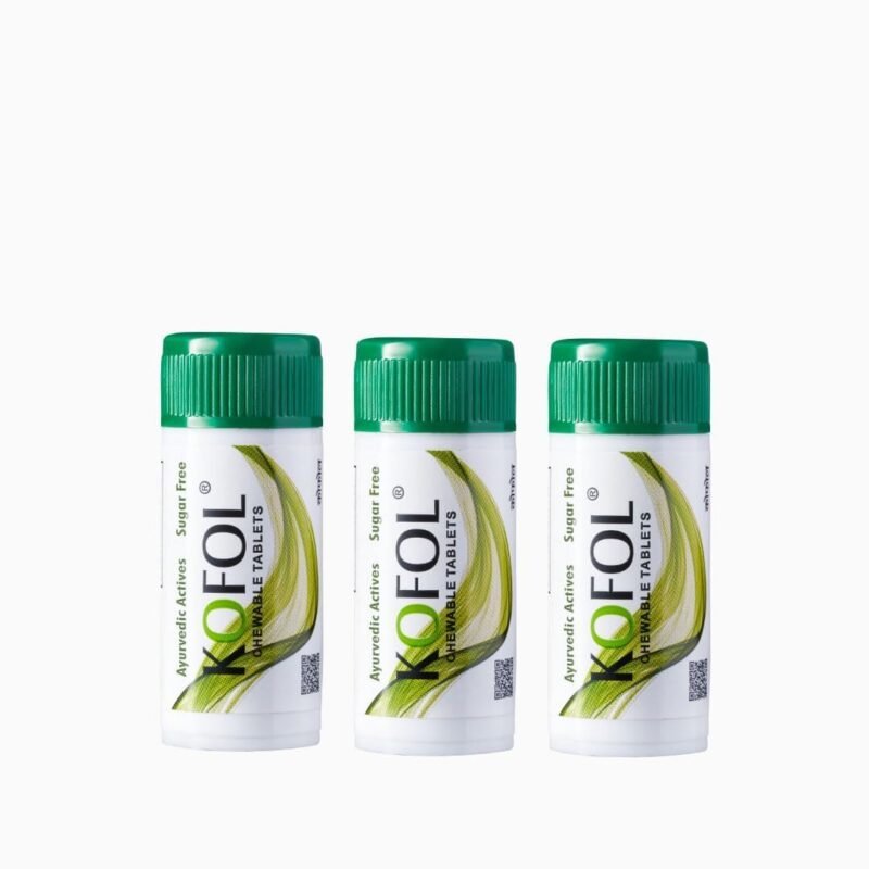 KOFOL Chewable Tablets | Ayurvedic Relief for Sore Throat & Dry Cough | Sugar-Free, Easy to Carry, Quick & Effective Throat Care – 90 Tablets (Pack of 3)