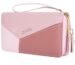 Women Zip Around Long Wallet with Wrist Strap, Two-Tone Pink Card and Phone Holder