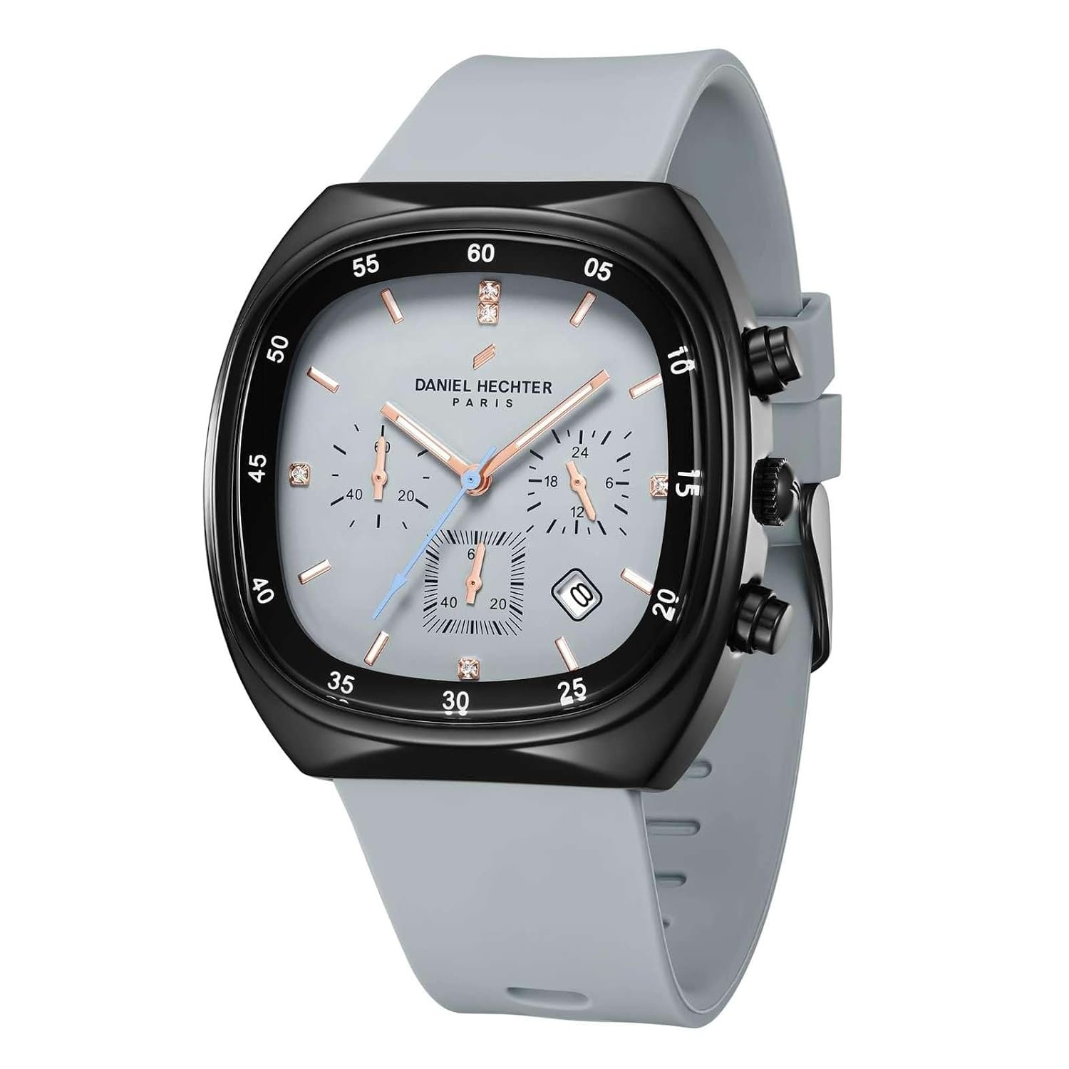 Daniel Hechter Paris Bercy Collection Modern Chronograph Watch for Men with Square Dial and Silicon Band-DHM1001