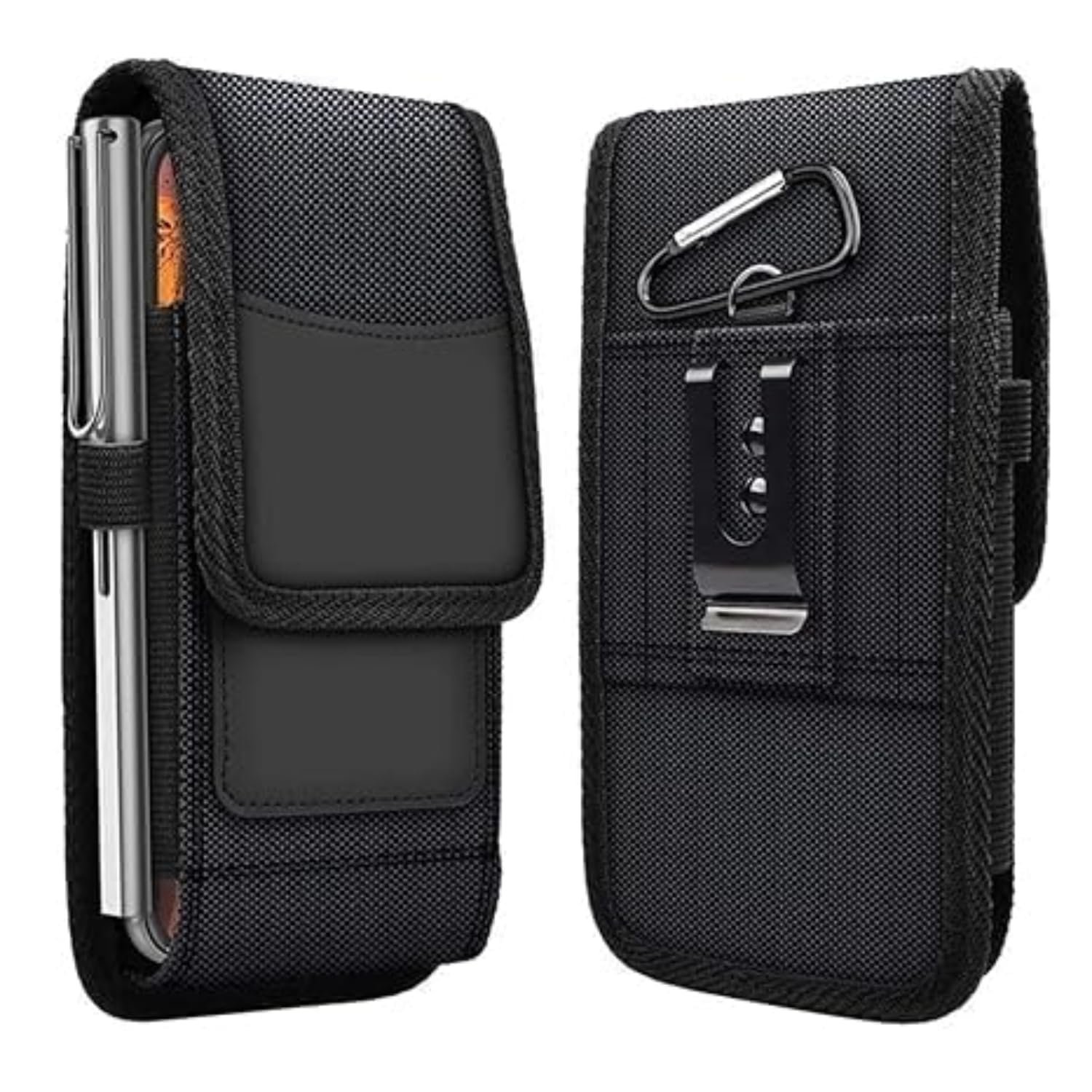 KREZON Phone Holster for Men – 6.8'' Nylon Belt Clip Pouch with Card Holder | Mobile Purse Holster Case for All Phones – Large Capacity, Durable & Lightweight (Black, XXL)