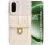 KC Back Cover for OnePlus 15R 5G - Woven Texture PU Leather Wallet Phone Case with Flip Lock Card/Cash Holder Soft Silicone Camera Protection (White)