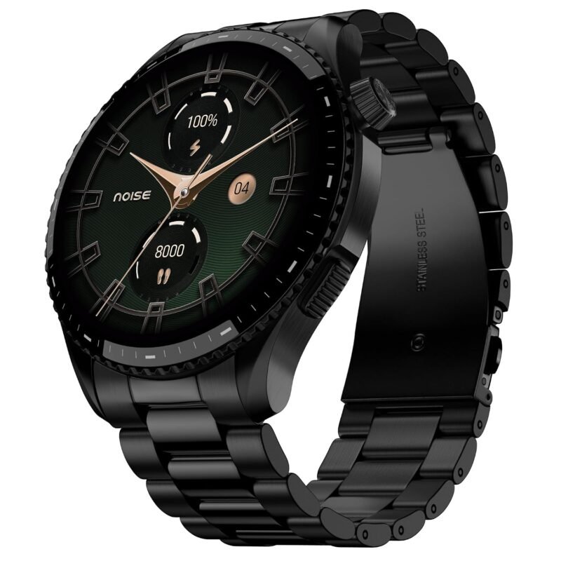 Noise Newly Launched Halo 3 Smart Watch with 1.43” AMOLED Display, 1000 NITS Brightness, Premium Metal Design, Powered by AI Pro, AI Transcription, Morning Briefs, 7-Day Battery (Elite Black)