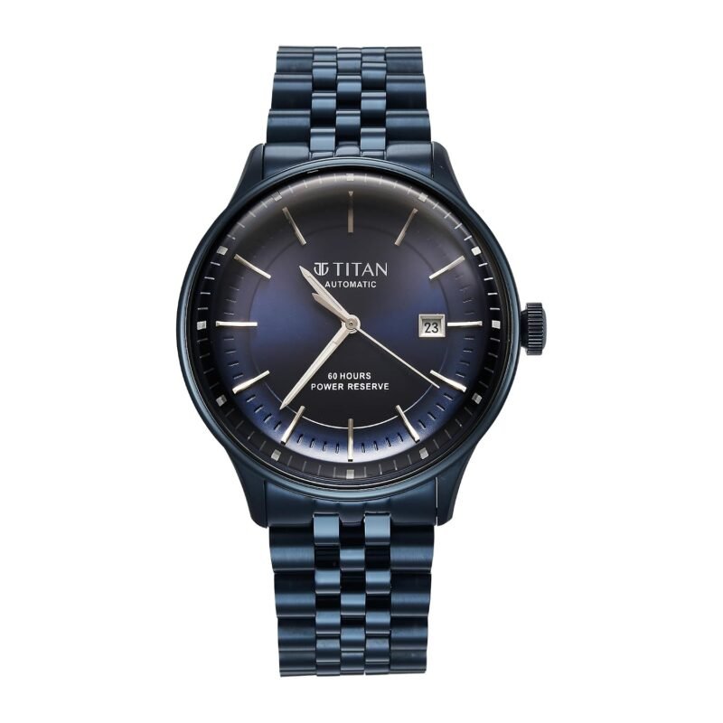 Titan Weekender 60 Hours Power Reserve Concealed Automatic Analog with Blue Dial Blue Stainless Steel Strap Watch for Men - 90201QM01