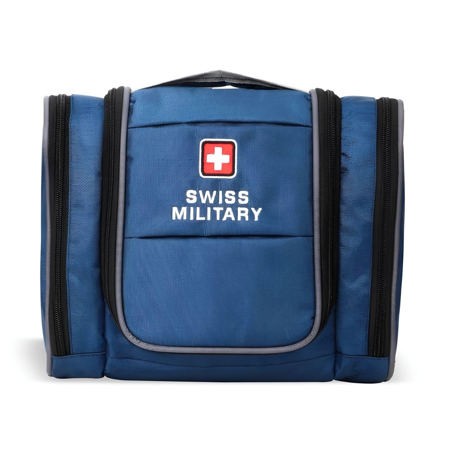 Swiss Military Unisex 5L Water-Resistant Toiletry Bag for Travel with Multiple Compartments, Quick Access Pocket, Durable Zippers, Organizer for Toiletries, Makeup and Essentials Pouch-Blue