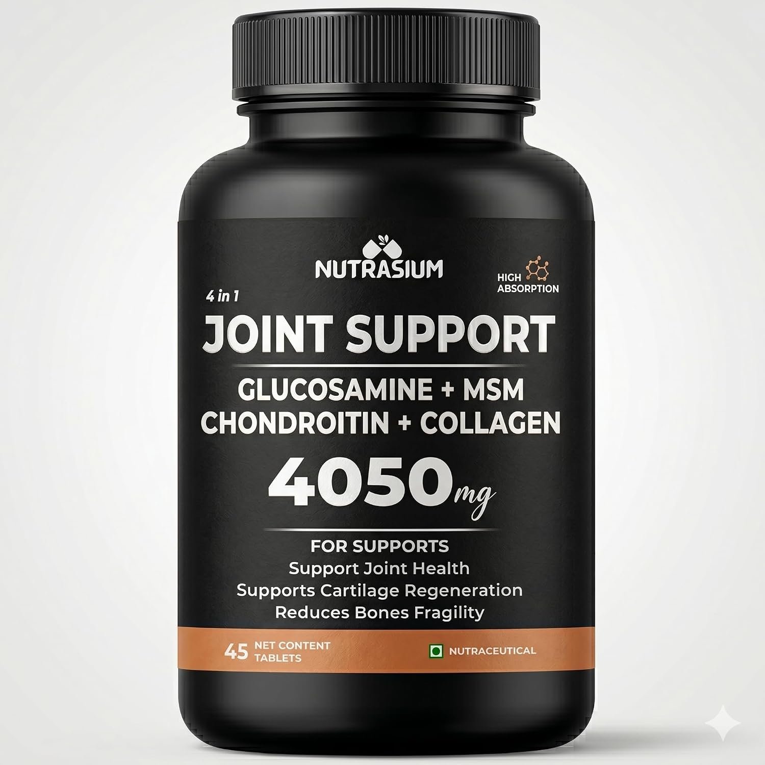 Nutrasium Glucosamine Tablets For Joint Support Supplement with Collagen & Glucosamine Chondroitin MSM | Joint support | Joint Pain Tablets - 45
