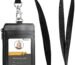 Teskyer Leather ID Badge Holder with Lanyard, Lanyard Wallet, Black