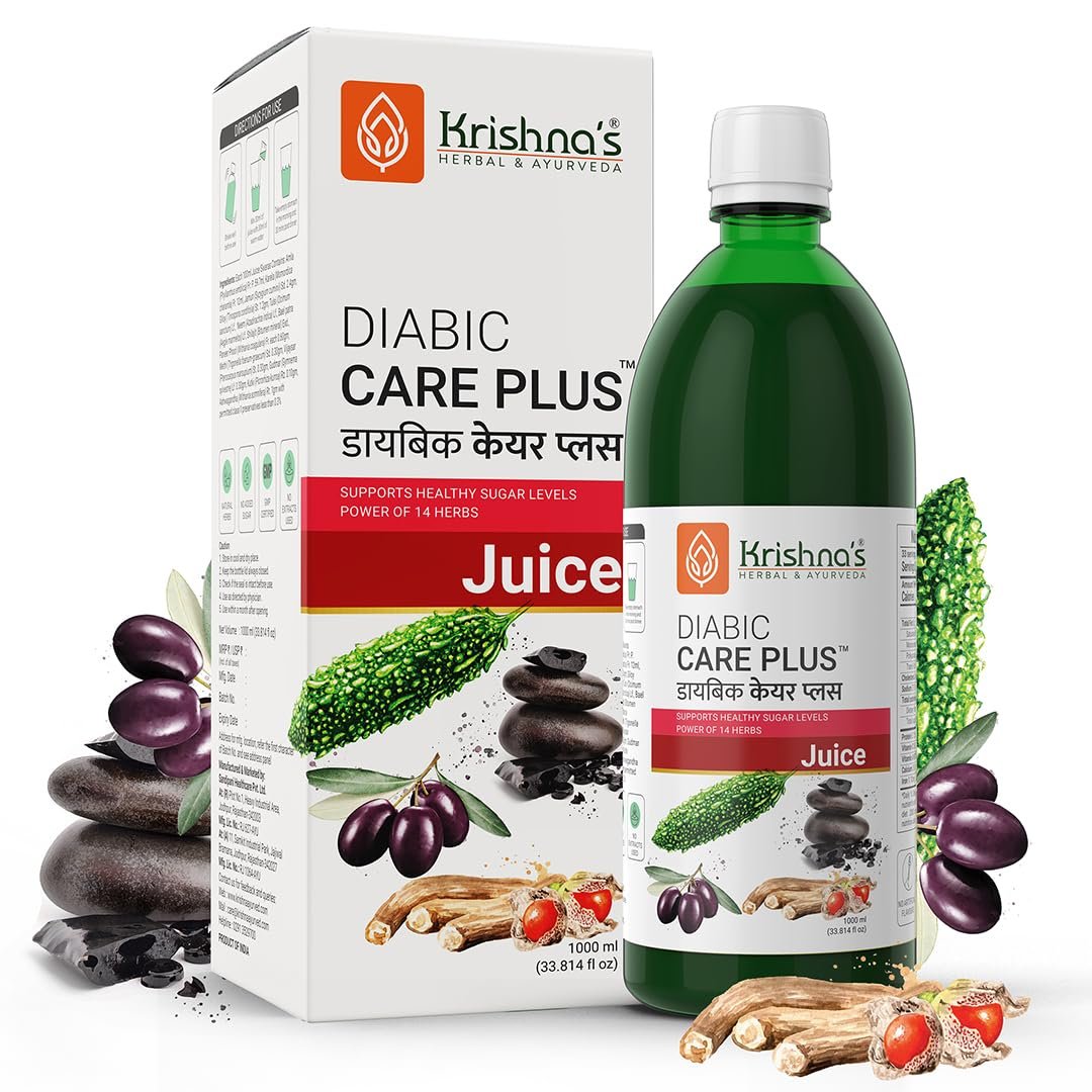 Krishna's Diabic Care Plus Juice with 14 Herbs – Natural Support for Blood Sugar Levels | Herbal Formula for Energy & Wellness - 1000 ml