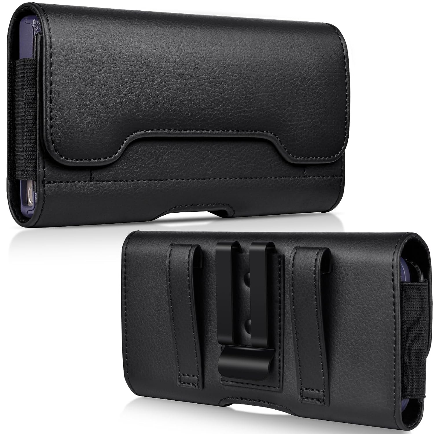 ACCKUO Leather Phone Holster with Strong Metal Belt Clip and Card Holder Compatible with Samsung Galaxy S25/S24/S23/S22/S21/S20 Ultra for Everyday Protection, XL-Black