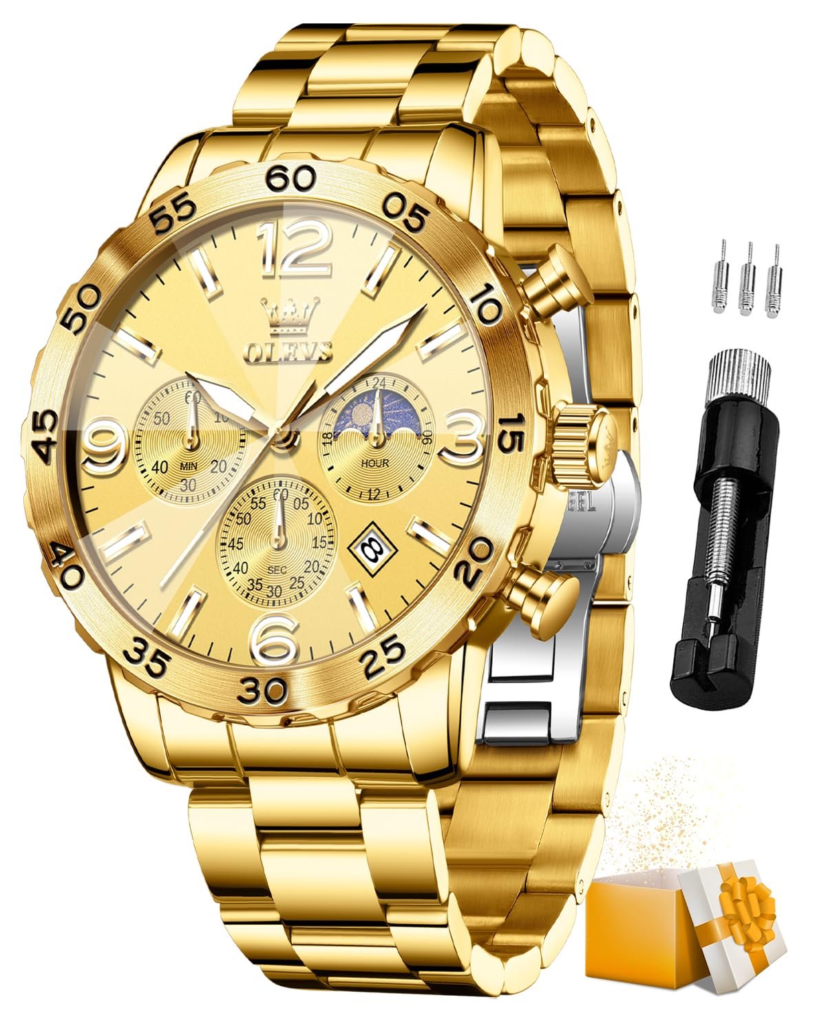 OLEVS Watch for Man Original Big Dial Analog Quartz Waterproof Mens Watches