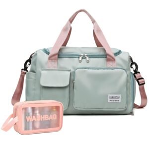 BEULPTN Small Gym Bag for Women, Travel Duffel Bag Carry On Weekender Bag with Shoe Compartment, 05#Green, Gym Bag & Toiletry Bag