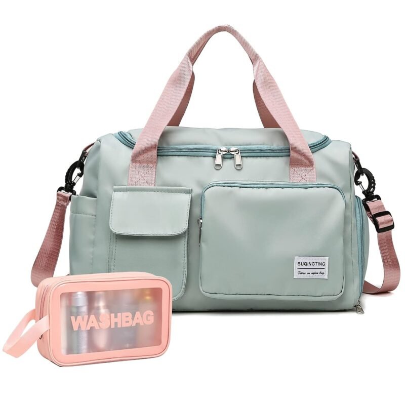 BEULPTN Small Gym Bag for Women, Travel Duffel Bag Carry On Weekender Bag with Shoe Compartment, 05#Green, Gym Bag & Toiletry Bag