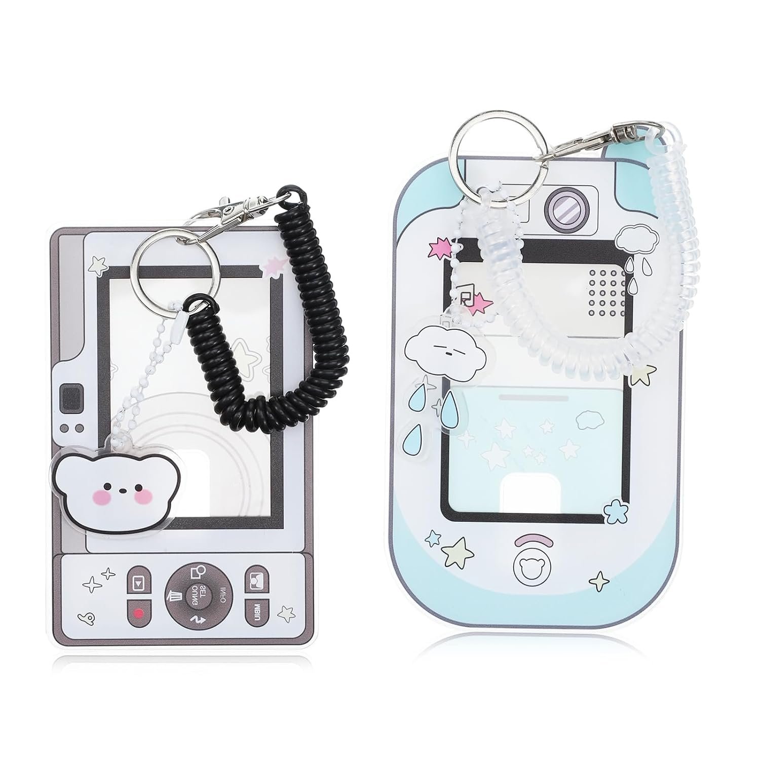 Photocard Holder Keychain, Cute Photo Card Holder with Bag Charms, ID Card Holder for Students and Professionals, 2-Piece Set of Phone and Camera Photo Card Sleeves