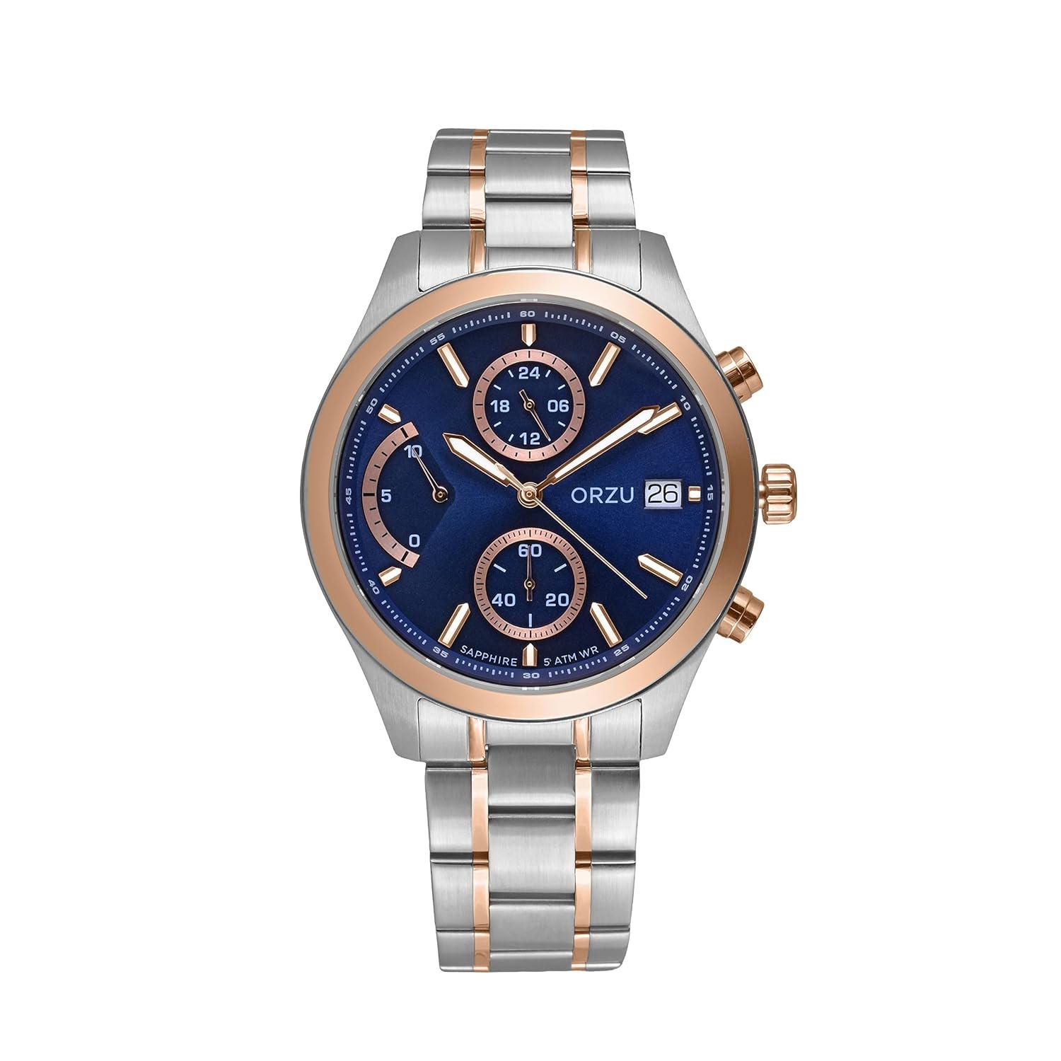 ORZU Analog Men's Watch Stainless Steel Case & Solid Band Sapphire Glass (MC5003)