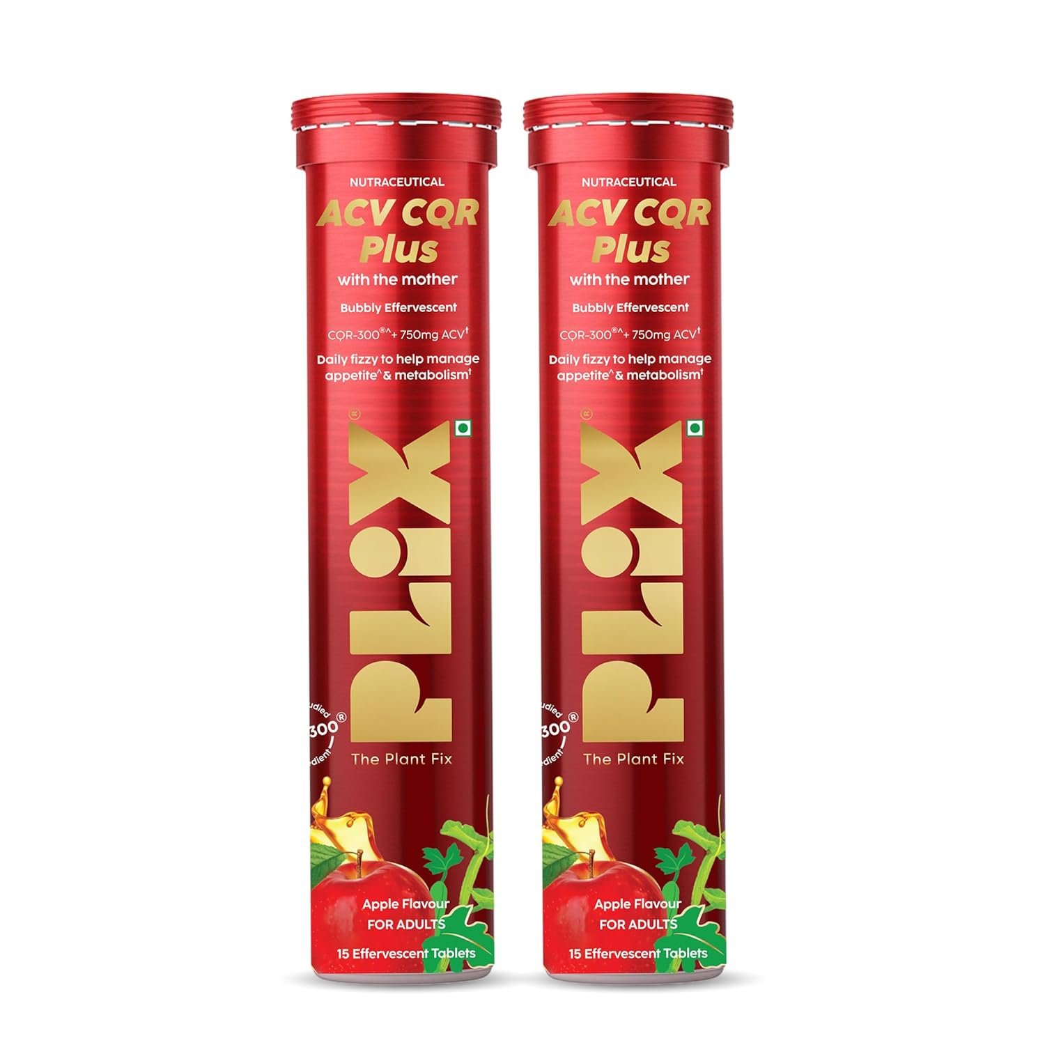ACV CQR Plus Effervescent | Clinically Studied CQR-300® for GLP-1 Support | Helps Reduction in Fat, Waist & Hip Circumference, Metabolism & Appetite Control | Pack of 2