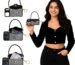 Phone Cover Case Wallet Crossbody I Phone 17 Cover with Card Holder Strap Mini Bag Houndstooth Design for Women | Black