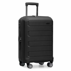 Traveler's Choice Indestructible Polypropylene Hardshell Expandable Spinner Luggage, Black