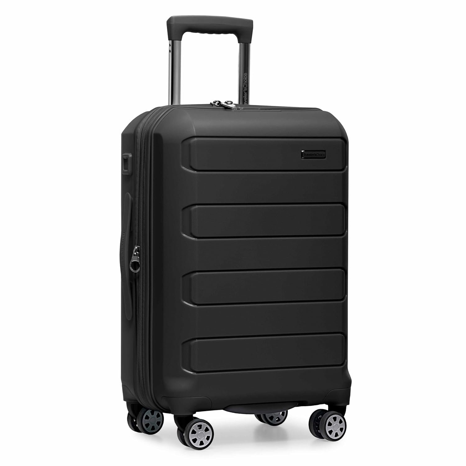 Traveler's Choice Indestructible Polypropylene Hardshell Expandable Spinner Luggage, Black