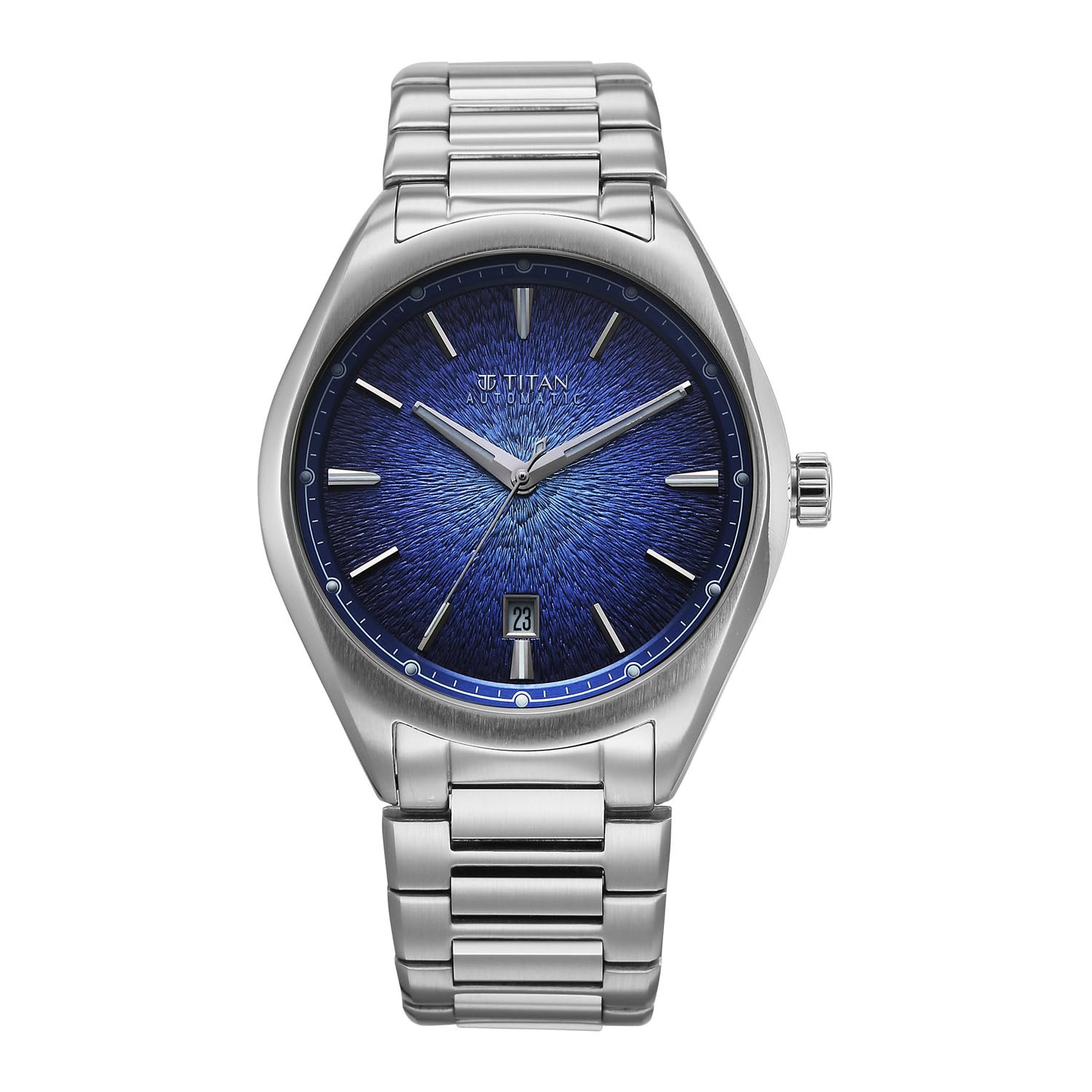 Titan Stellar Automatic Blue Round Dial Men's Watch | Stainless Steel Strap Material | Watches for Men Analog - 10051SM01