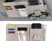 Car Sun Visor Organizer with Zipper | PU Leather Multi-Pocket Car Storage Holder for Sunglasses, Mobile Phone, Cards, Documents & Pen | Universal Auto Interior Organizer (Grey)