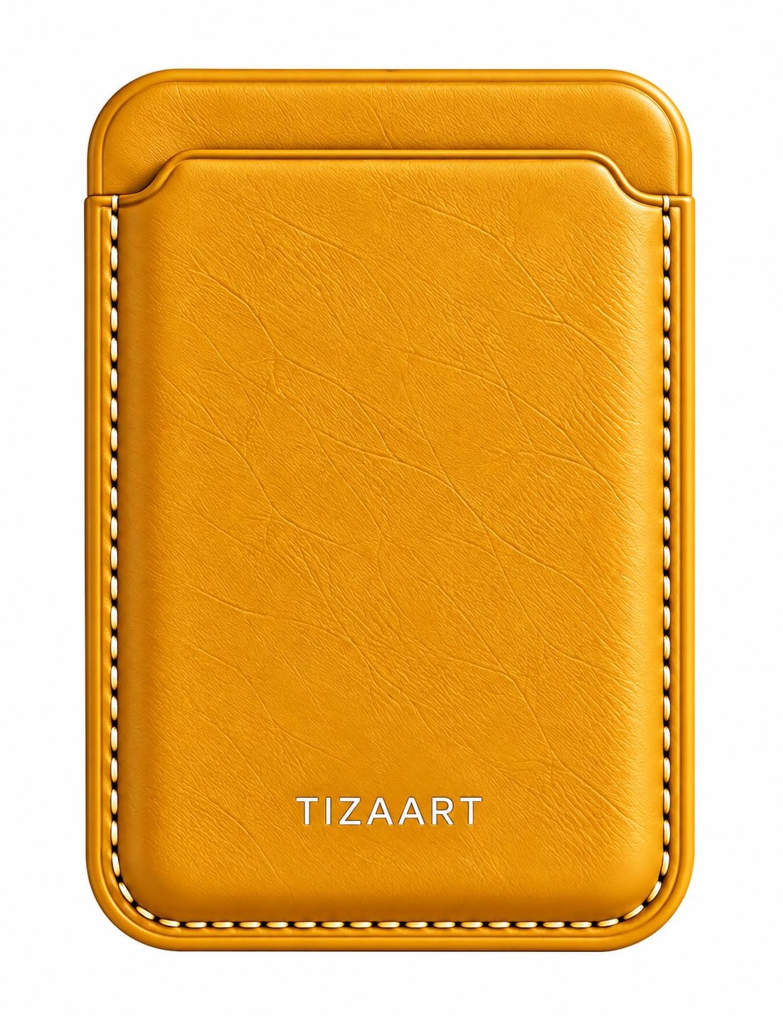 Premium Magnetic Card Holder for Phone,synthetic leather Wallet with Strong Magnetic Holder, Minimal Pocket Wallet for ID, Credit & Debit Cards, Lightweight Travel Card Holder (Mustard Yellow)