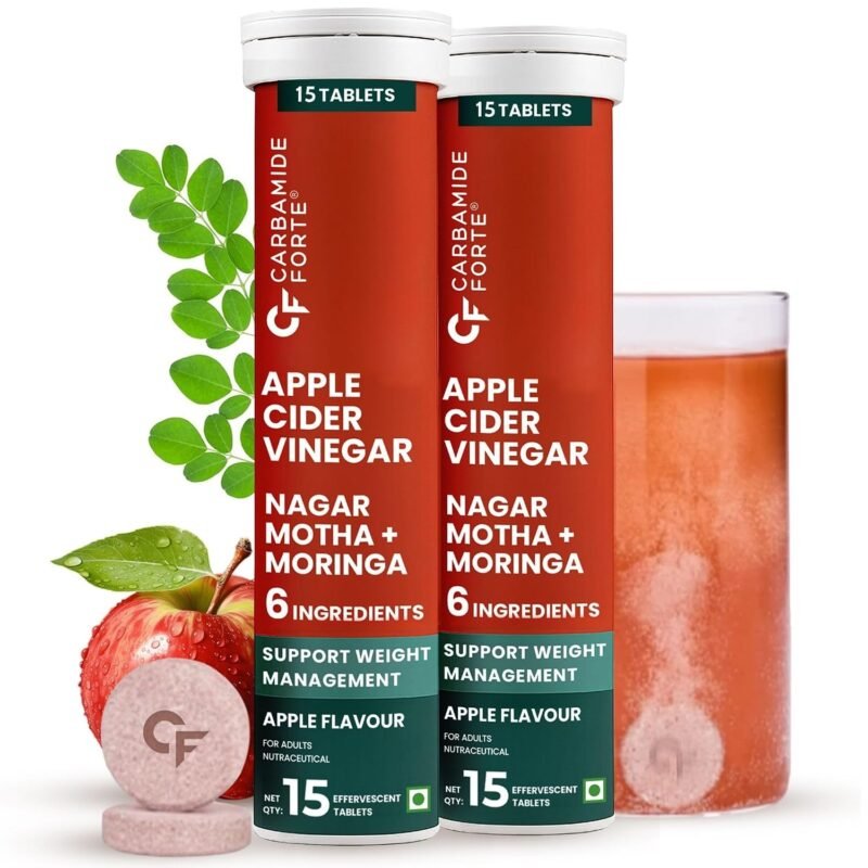 Carbamide Forte ACV Apple Cider Vinegar Tablets with Moringa & Cinnamon | 6% Acetic Acid May Help Support Weight Management | 30 ACV Effervescent Tablets (15 x 2)