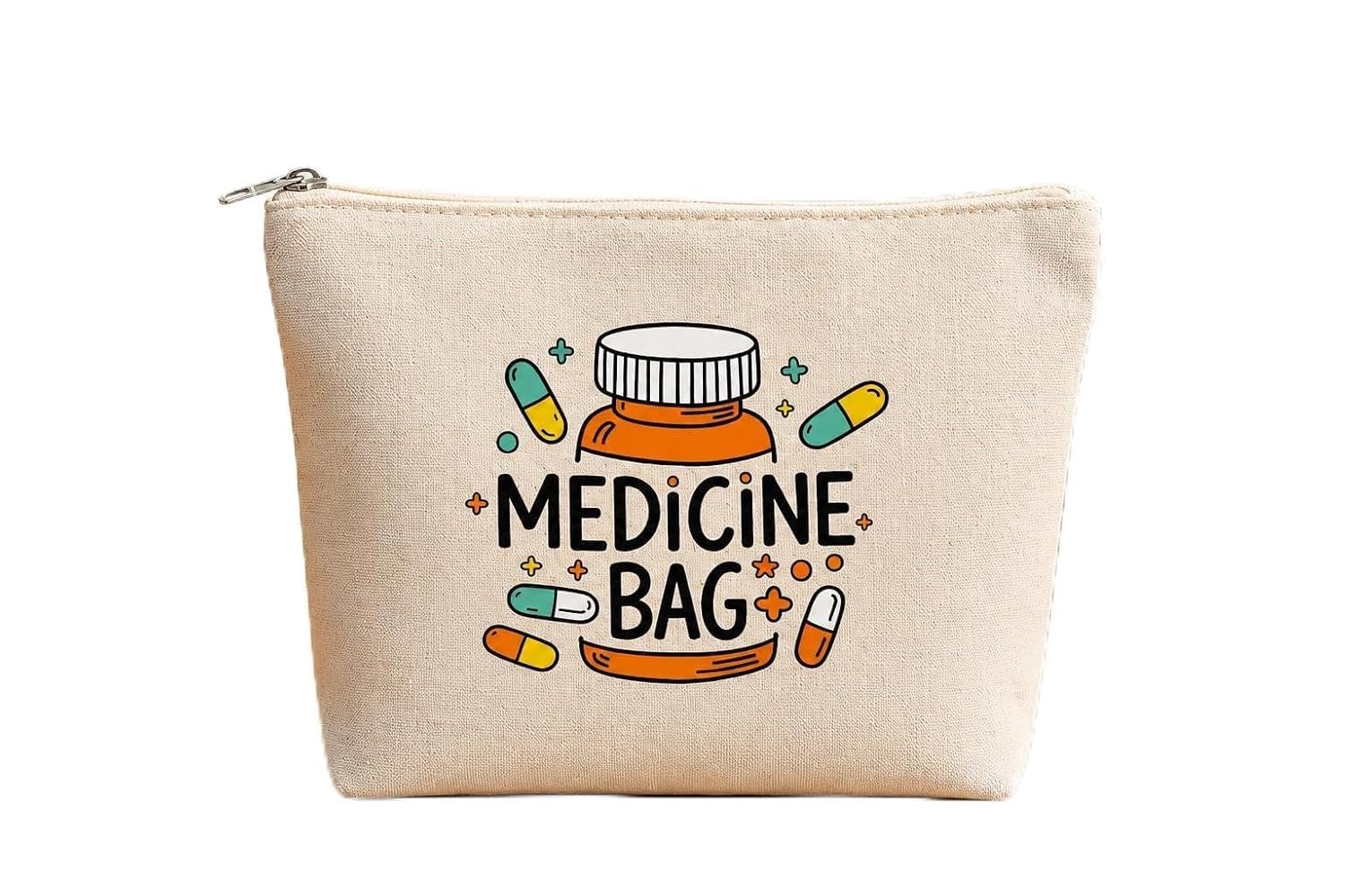 Canvas Medicine Bag for Travel & Home | Portable Medicine Storage Pouch with Zipper | First Aid Organizer Bag | Lightweight & Reusable [ 1-PCS ]