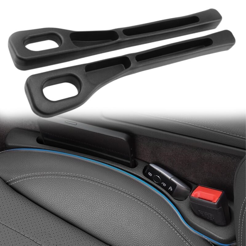 2 Pack Universal Car Seat Gap Filler, Car Crevice Blocker with Phone Holder, Seat Console Gap Stopper, Prevent Drops of Phones, Keys, Coins & Cards for Cars, SUVs, Trucks