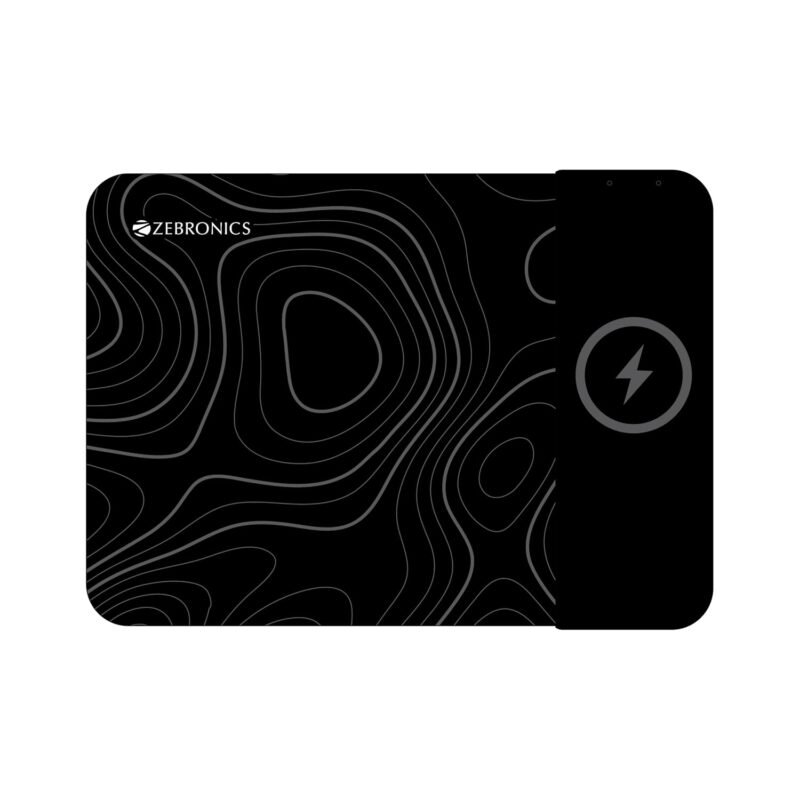 ZEBRONICS MSP-W150 Mouse Pad with Wireless Charging, 15W Fast Charging, Micro-Weave Surface, Anti-Slip Rubber Base, 1m Type-C Cable, Anti-Fraying Edges, Comfort Padding