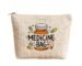 Canvas Medicine Bag for Travel, Cute Pill Organizer Pouch, Portable First Aid Kit Storage Bag for Daily Essentials, Vitamins, and Medicines (Beige) [ 1-PCS ]