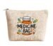 Canvas Medicine Bag for Travel, Cute Pill Organizer Pouch, Portable First Aid Kit Storage Bag for Daily Essentials, Vitamins, and Medicines (Beige) [ 1-PCS ]