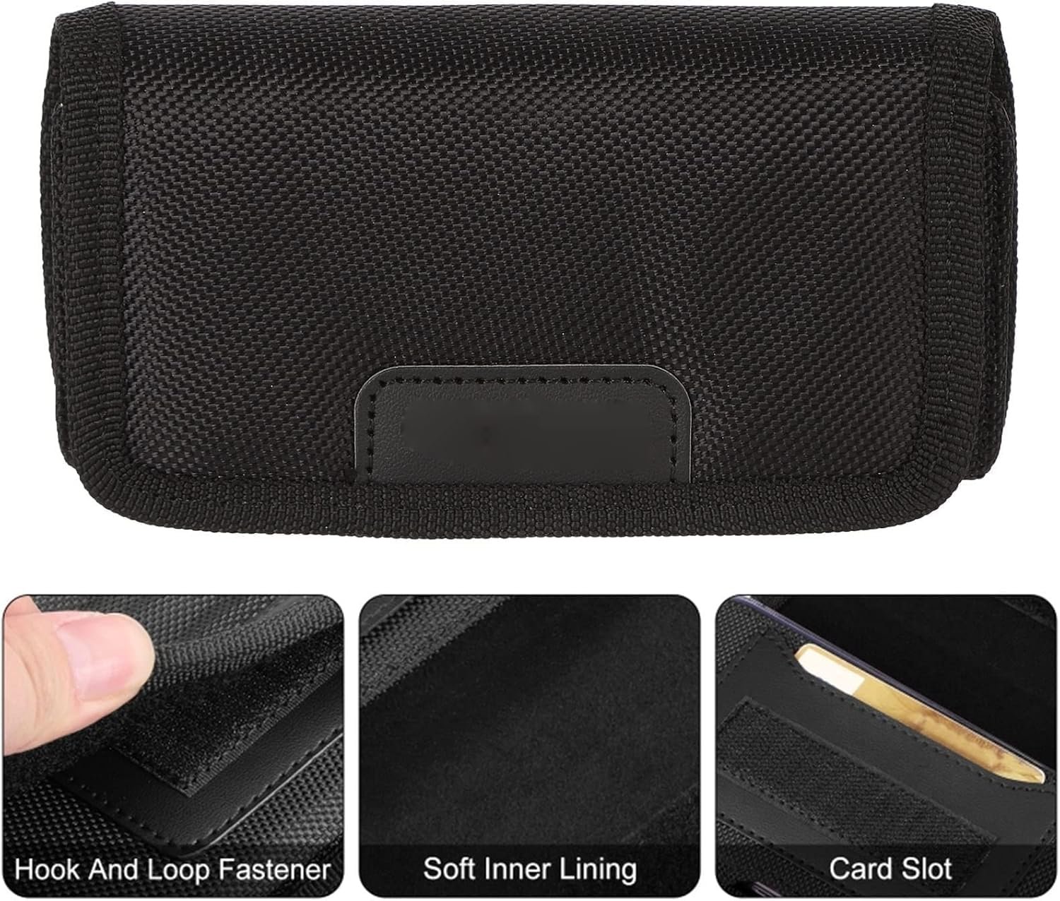 Phone Holster for Men – 6.8'' Nylon Belt Clip Pouch with Card Holder | Mobile Purse Holster Case for All Phones – Large Capacity, Durable & Lightweight (Black, XXL)