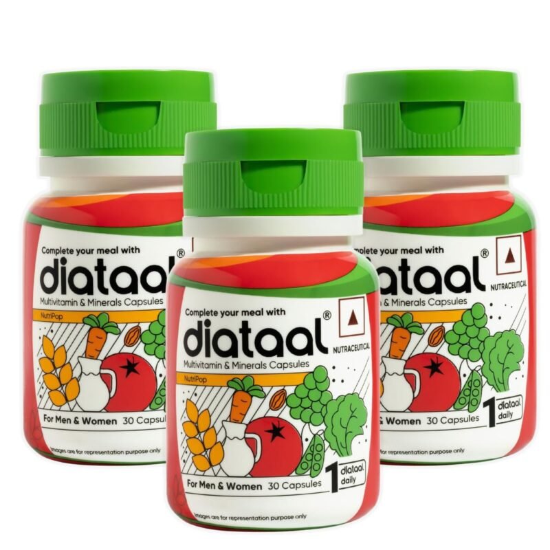 Diataal Multivitamin with Biotin, B12, Niacin, Zinc & Folic Acid | Daily Supplement for Hair, Skin, Immunity & Energy | Men & Women | 30 Capsules |Pack of 3|