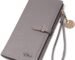 Elios Women Long Soft Leather Wallet Zip Purse Multifunction Organizer Card Holder Clutch with Phone Pocket