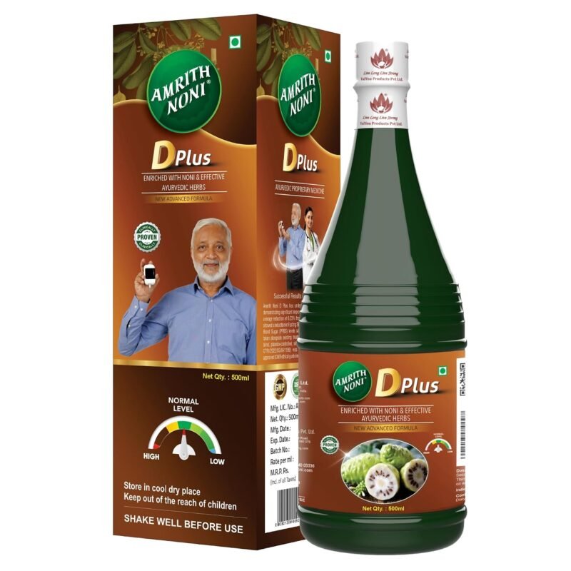 Amrith Noni D Plus Liquid 500Ml, Ayurvedic Human Clinical Trail Tested Formula, Manage Blood Sugar Levels In Diabetes, Noni, Jambu, Amla, Madhunashini, Amruth Balli, Methi, Saptachakra etc (500ml)