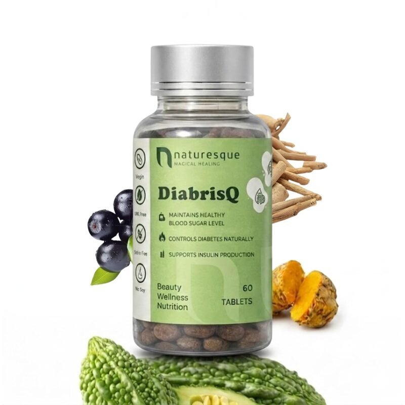 Diabrisq Ayurvedic Diabetes Support Tablets (60 Tablets), Herbal Formula with Gudmar, Karela, Jamun Seed, Daru Haldi & Ashwagandha, Supports Blood Sugar, Glucose Metabolism & Insulin