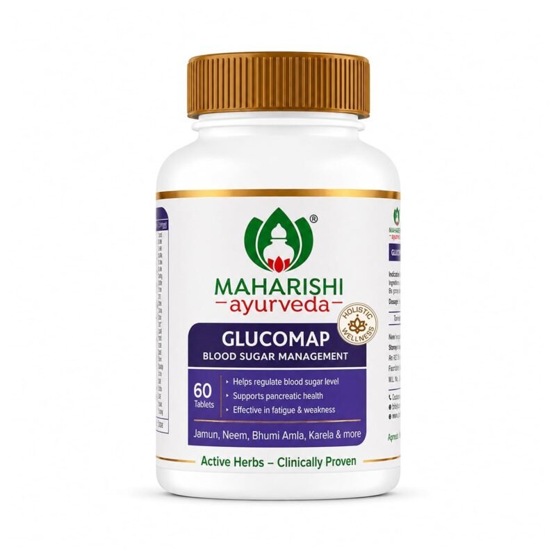 Maharishi Ayurveda Glucomap For Blood Sugar Management With Jamun,Karela,Neem,Arjuna Help Control Blood Sugar Levels Natural Glucose Regulator Helps In Blood Sugar Metabolism 60 Tablets Pack Of 1