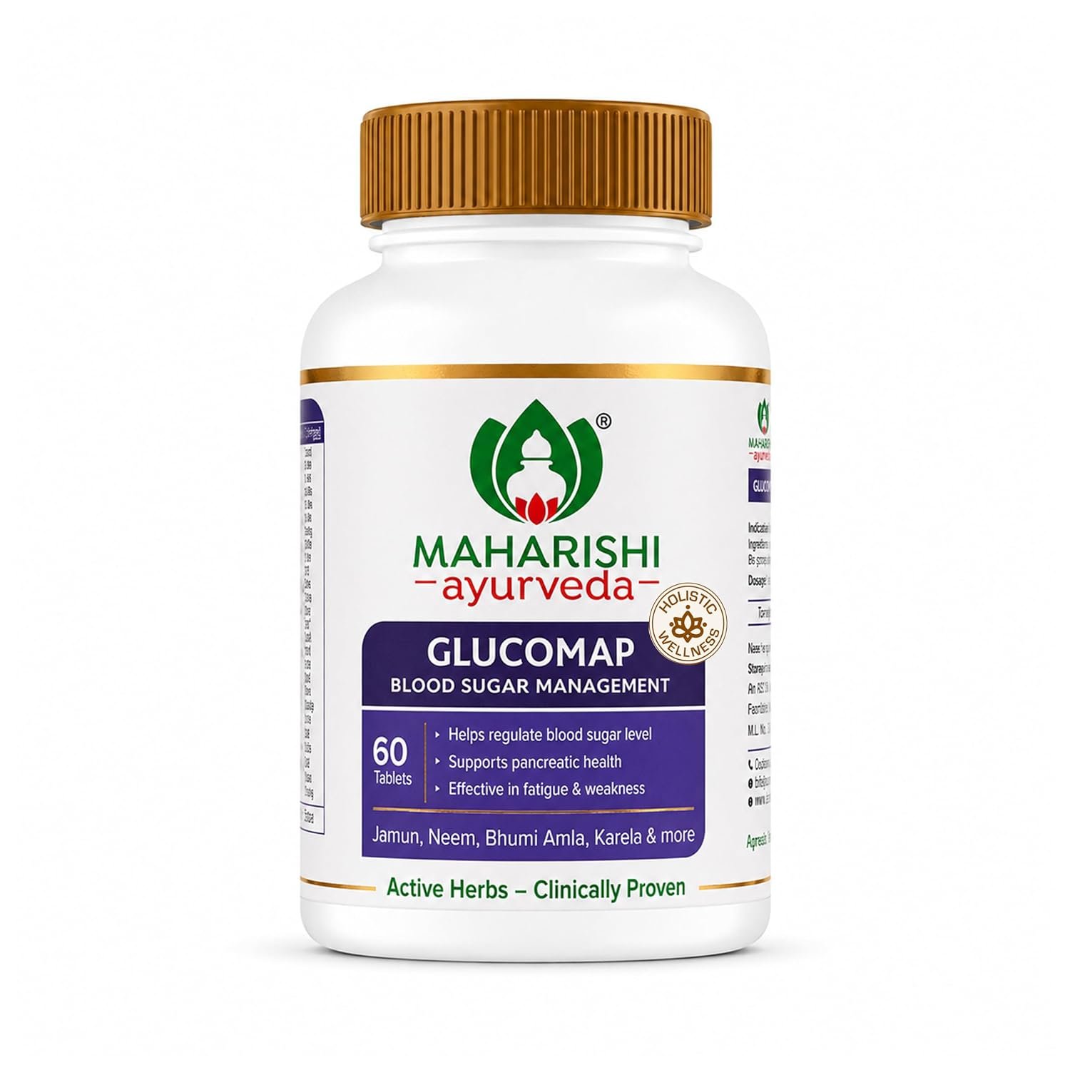Maharishi Ayurveda Glucomap For Blood Sugar Management With Jamun,Karela,Neem,Arjuna Help Control Blood Sugar Levels Natural Glucose Regulator Helps In Blood Sugar Metabolism 60 Tablets Pack Of 1