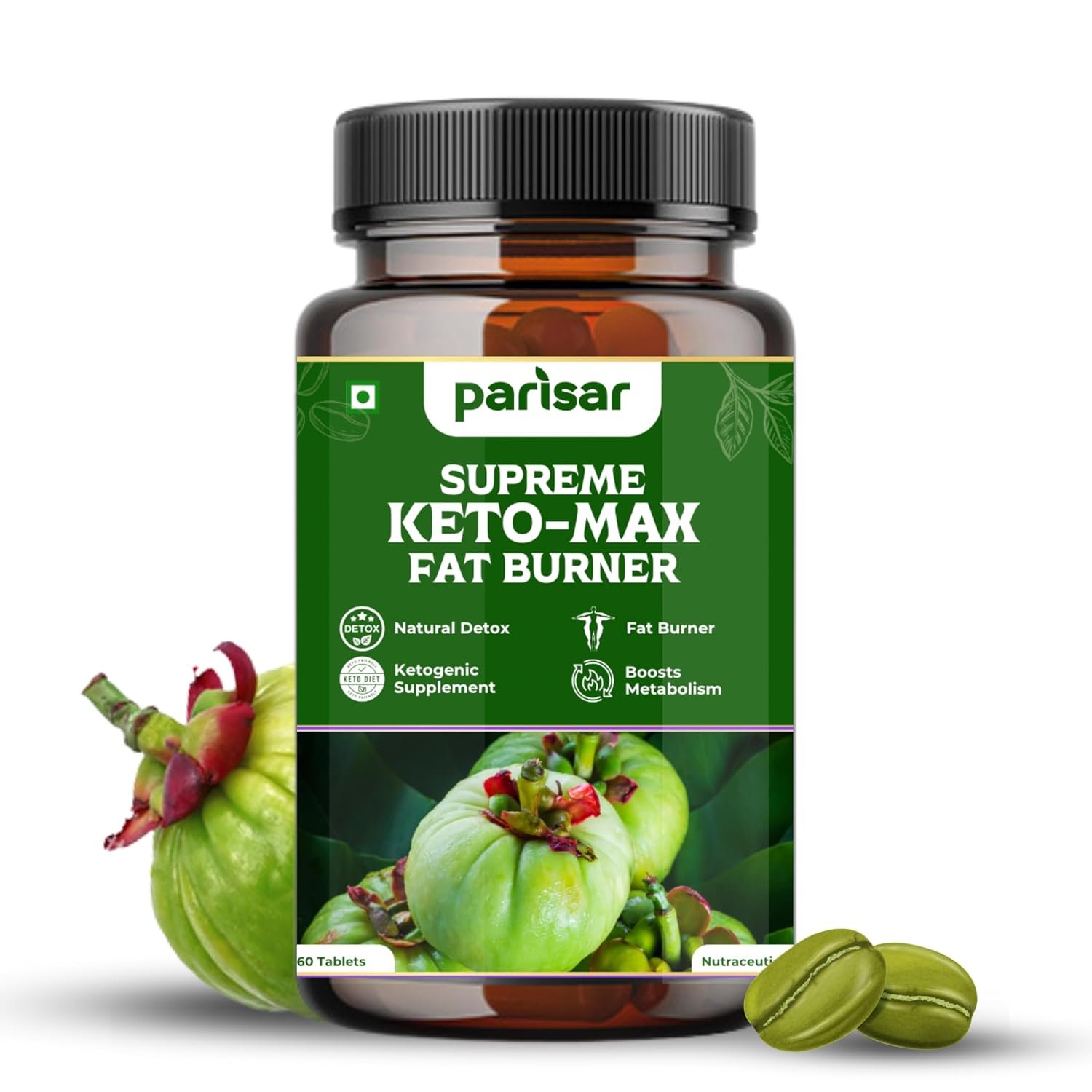 Parisar Pharma Keto Fat Burner for Men & Women - 1000MG Weight Loss Supplement with Garcinia Cambogia, Green Coffee Beans & Green Tea Extract | Metabolism Booster, Supports Fat Burning | 60 Tablets