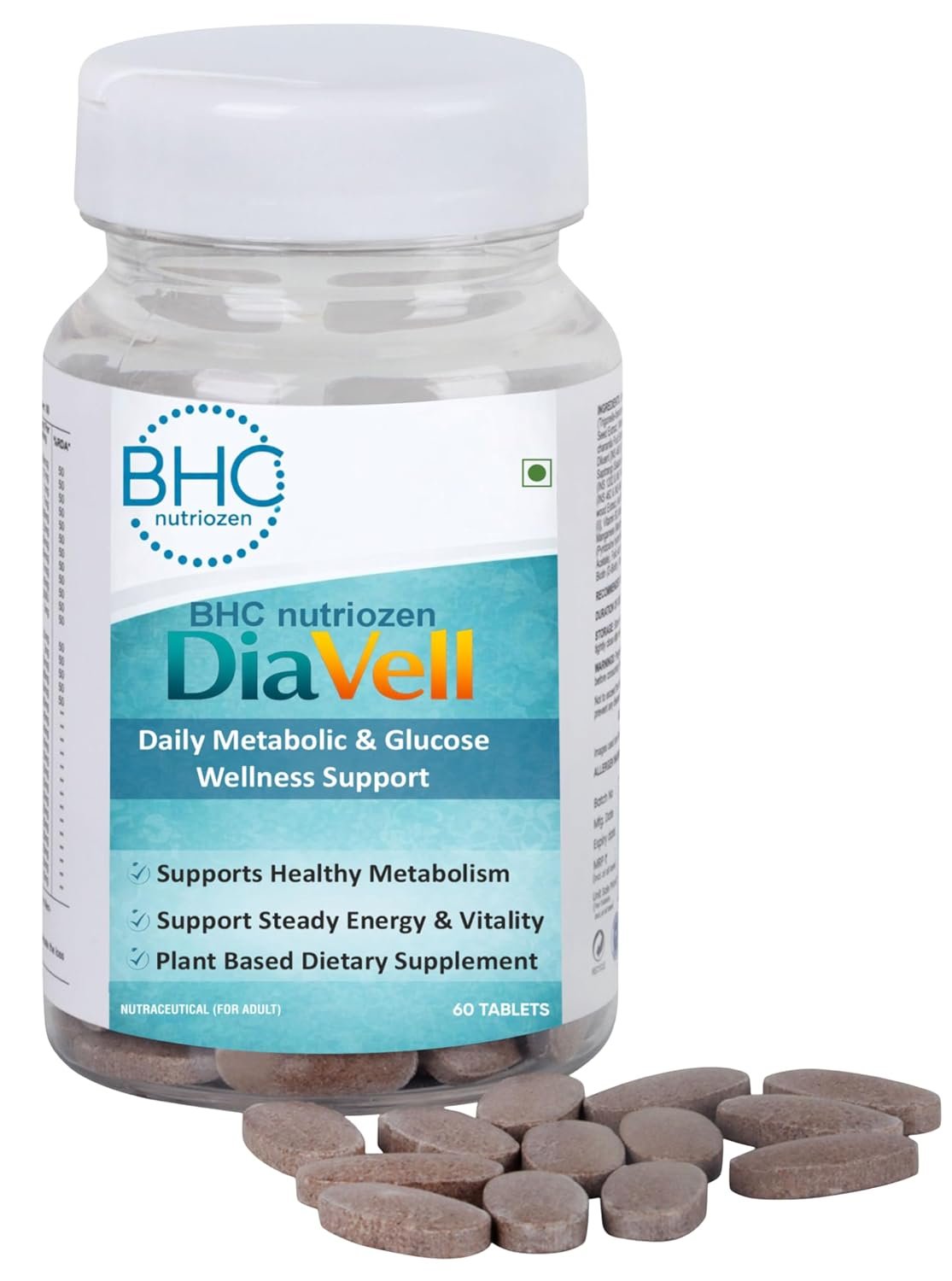 Diavell Diabetic Care Supplement with High strenth Gymnema, Salacia, Vitamin D, Vijaysar For Metabolism & Blood Sugar Control-Supports Sugar Cravings|Supports Diabetes Management for Men & Women |Ayurvedic Herbal Extracts 60 Tablets