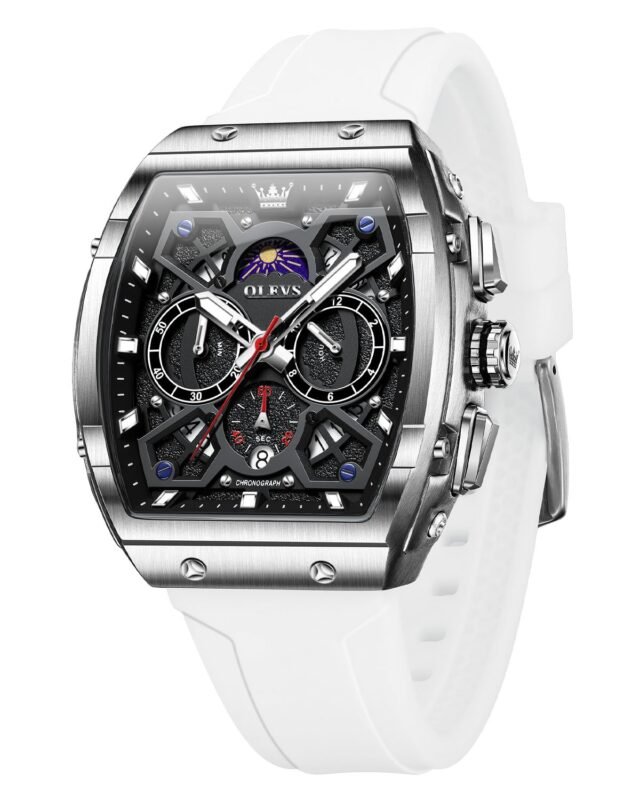 OLEVS Watch for Men Chronograph Analog Quartz Original Stylish Mens Watches 3ATM Waterproof Square Large Dial Branded Wrist Watch for Man