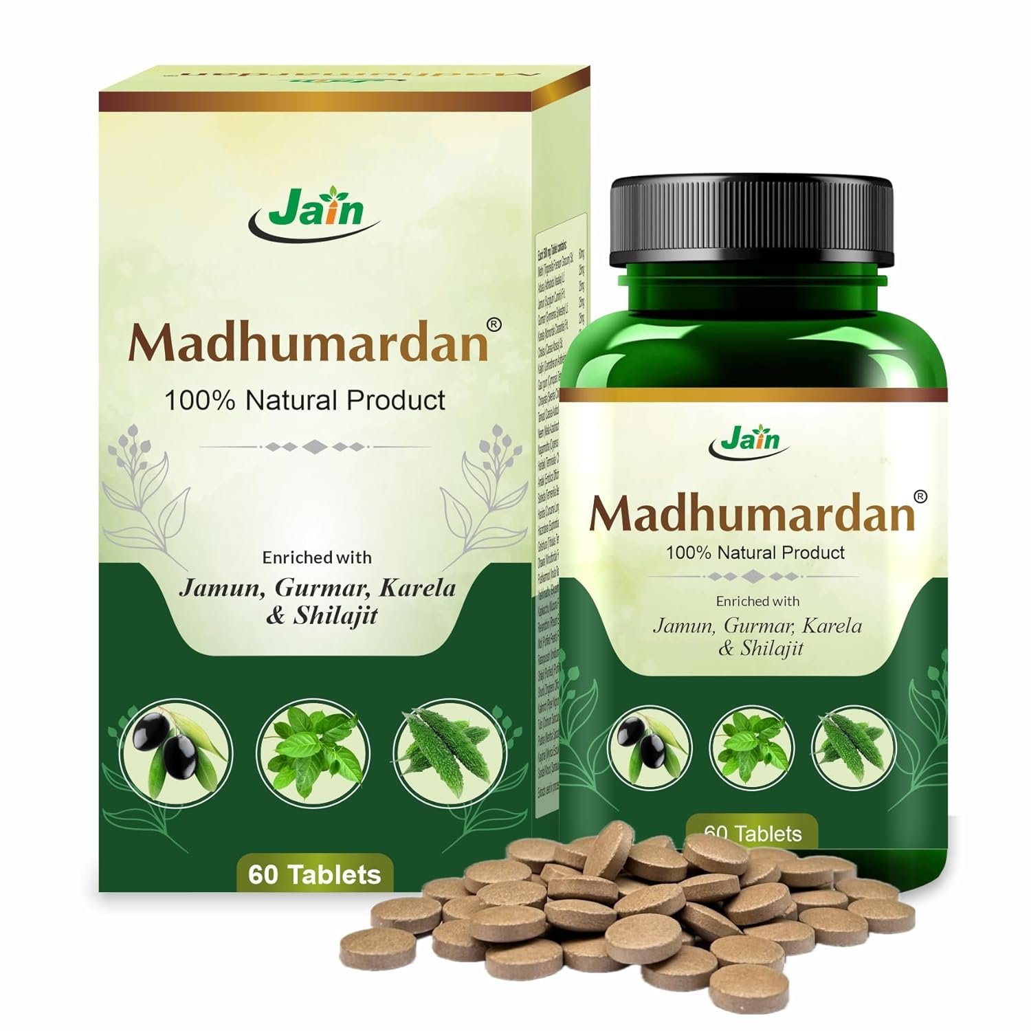 Jain Madhumardan Tablets 60's| Enrichred with 32 Herbs, No Preservatives|Ayurvedic Proprietory Product|Blood Sugar levels