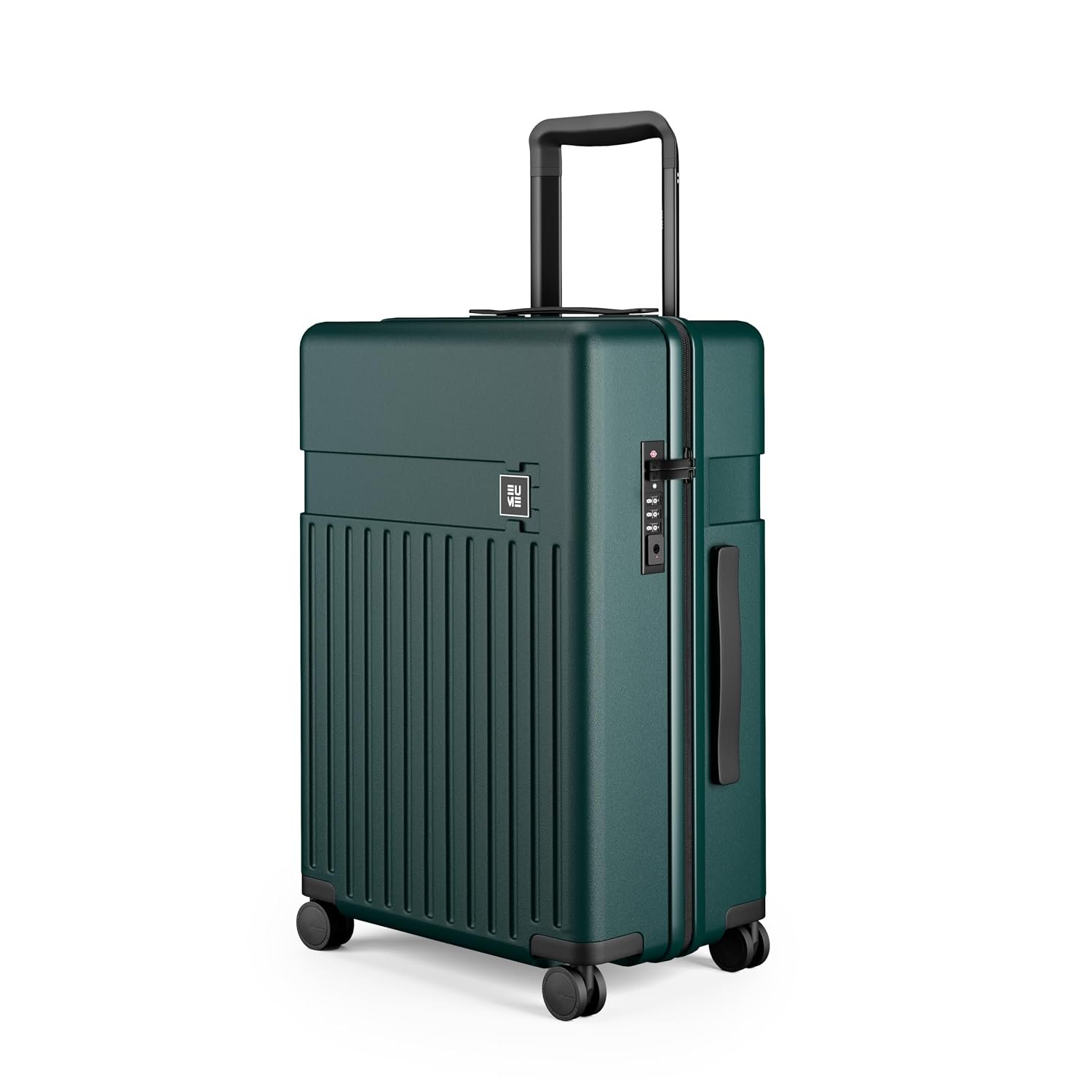 EUME Classic Check-in Trolley Bag Medium Size for Travel 65 Cm, Forest Green | Polycarbonate (PC) 8 Hinomoto Wheels Suitcase | Travel Bags for Luggage Trolley