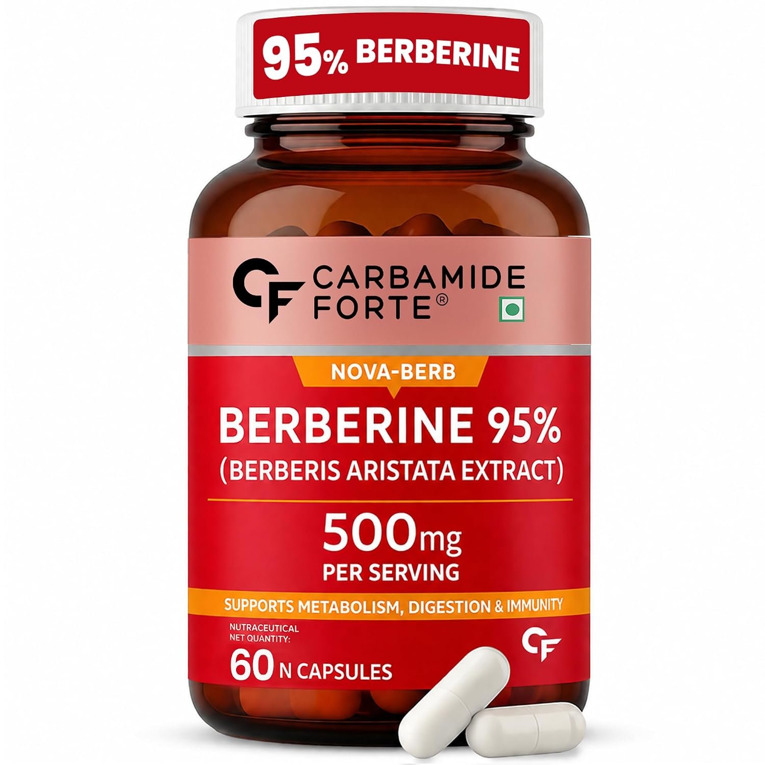 Carbamide Forte Berberis Berberine 95% with Milk Thistle & Cinnamon | Berberine Capsules 500 mg | 60 Veg Capsule